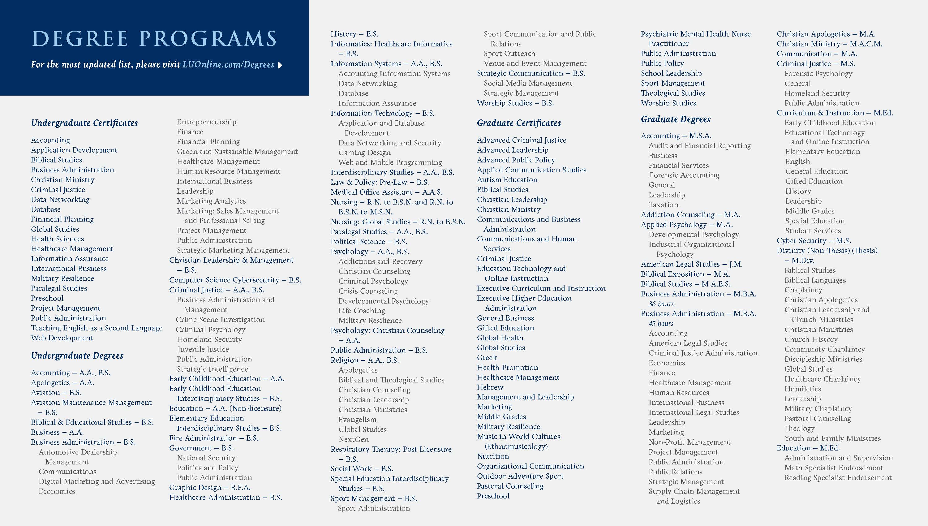 Liberty University Spring 2019 Degree Programs_1_10_2019_Page_1