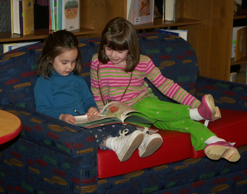 Children reading in Library